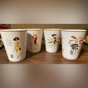 Complete Set Of 4 Vintage Sakura Glamour Girls Coffee Mugs